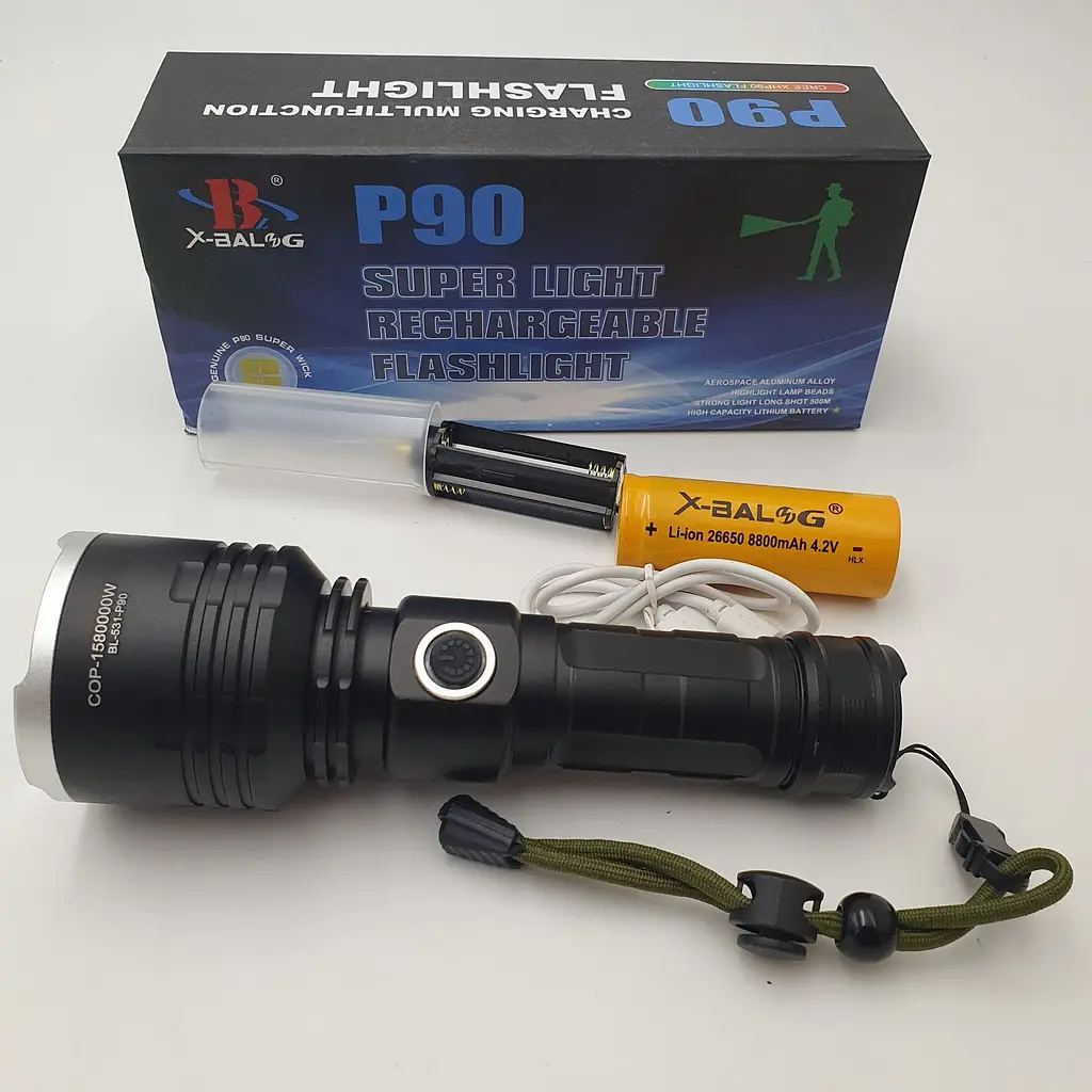 Ліхтарик акумуляторний ручний металевий ліхтар із зумом BL-531-P90