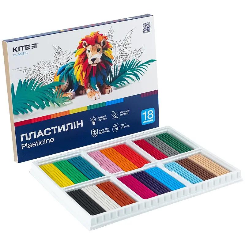 Уцінка. Пластилін восковий Kite Classic 18 кольорів 360 г (K-085)  - фото 4