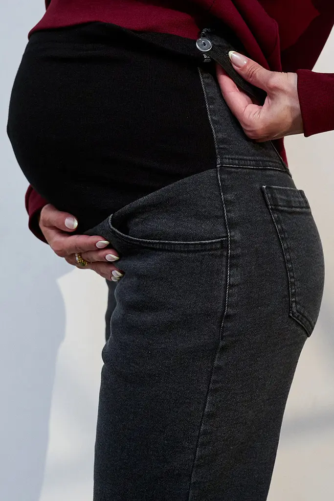 Джинси для вагітних Mom Fit для майбутніх мам з регульованим поясом XL (50) Leyton Юла Мама сіро-чорний - фото 5