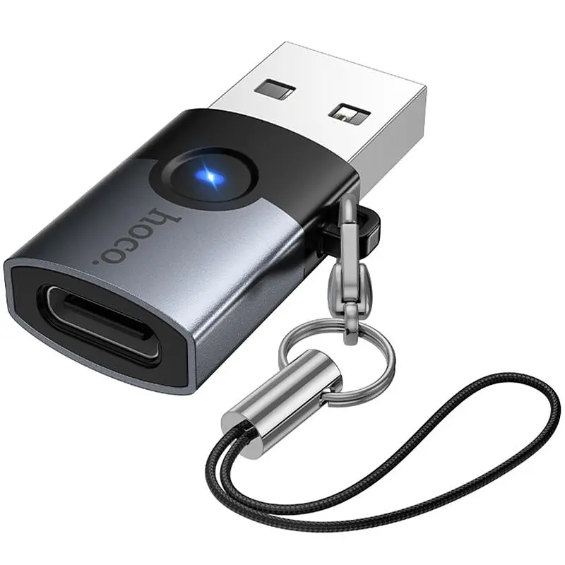 Перехідник Hoco UA46B USB Male to Type-C Female USB3.0 Metal gray - фото 4