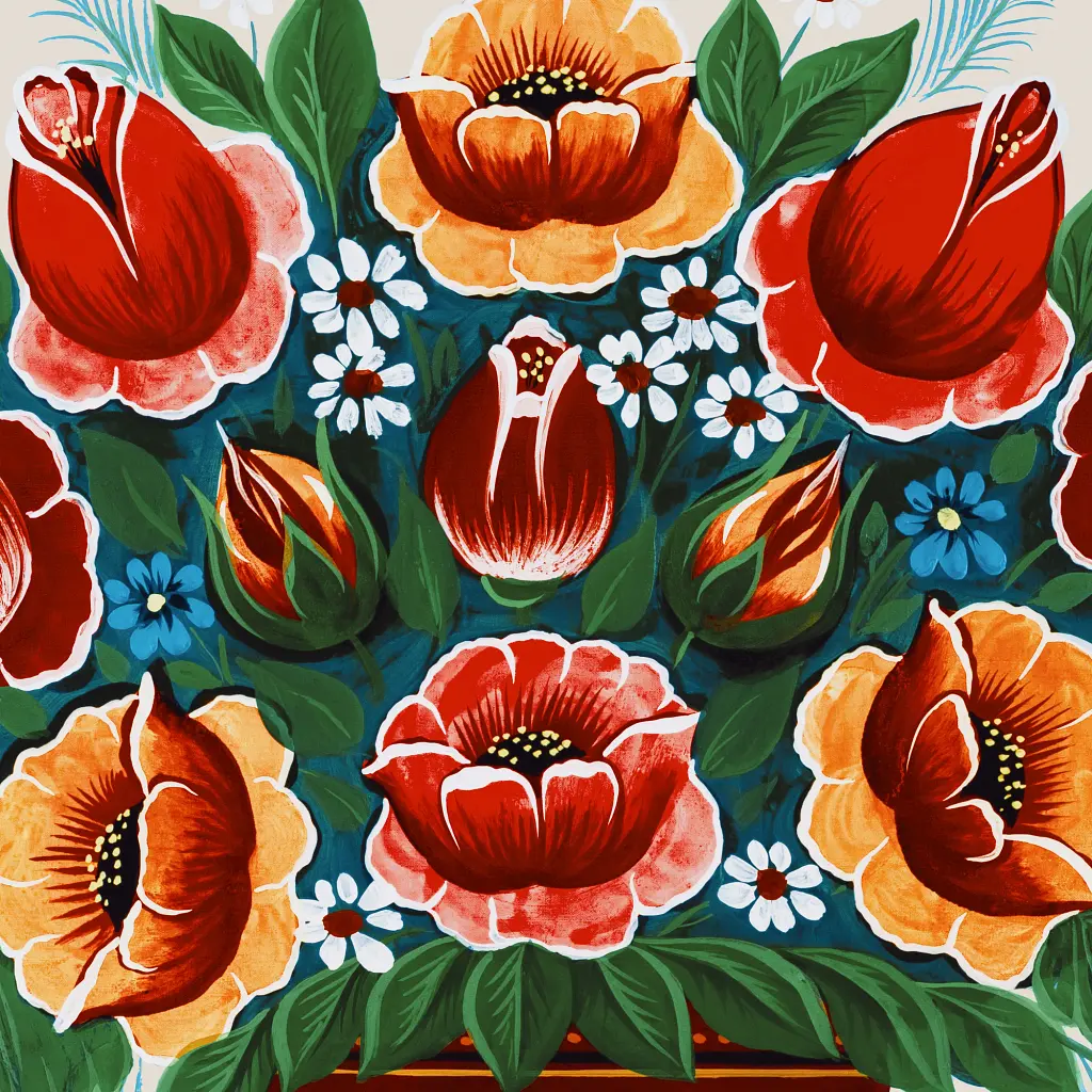 Інтер'єрна картина Петриківський розпис, Квітковий букет, 43×60 см (id6913) - фото 5