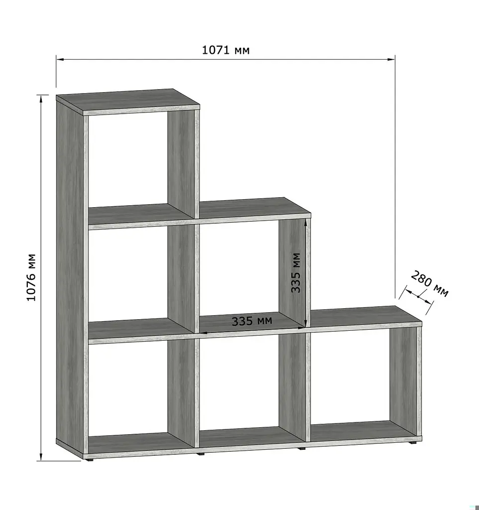 Стеллаж-полка для книг и игрушек Moreli FG-39 на 6 ячеек 1071x1076x280 мм Антрацит - фото 2