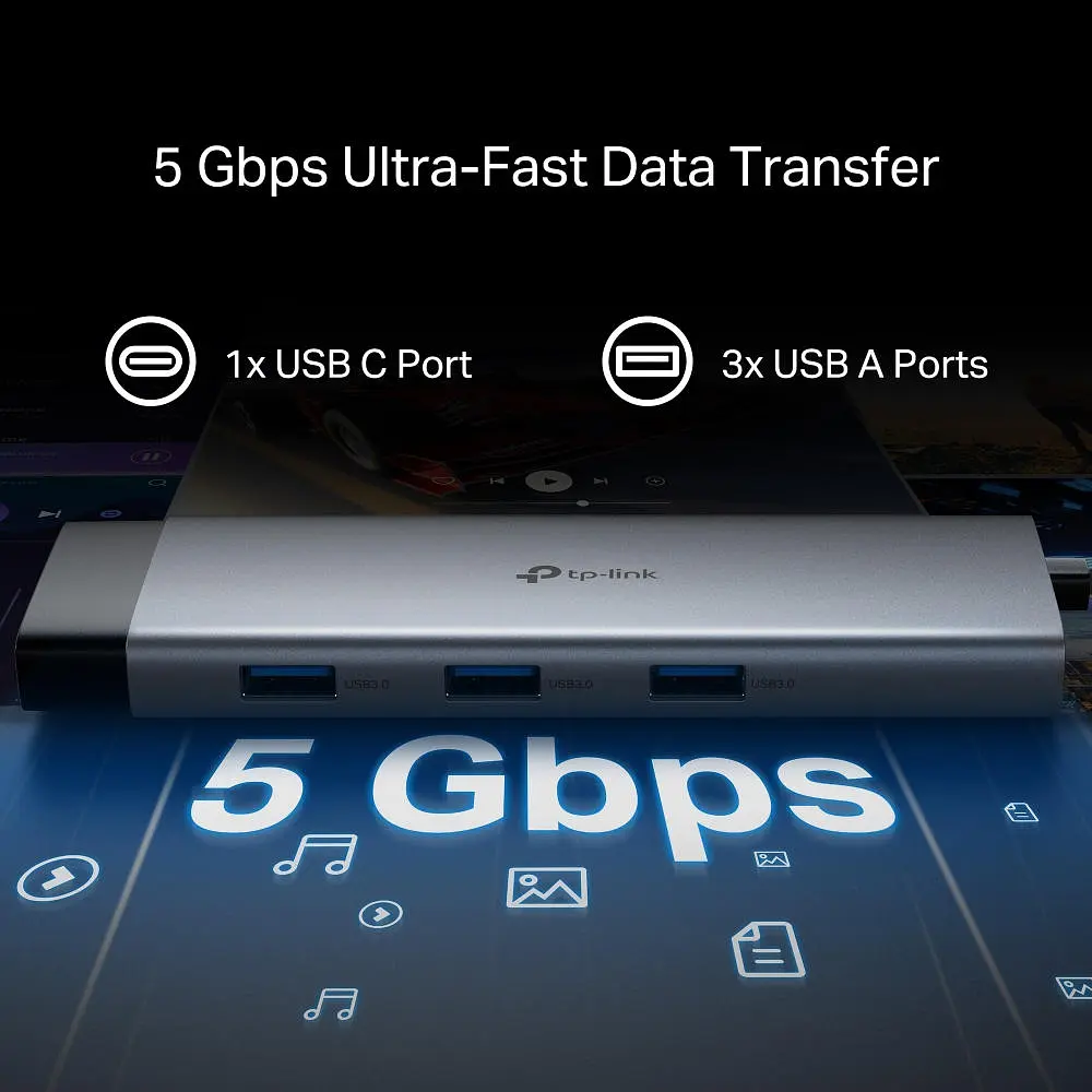 TP-Link Хаб USB UH9120C USB-C > 3xUSB3.0/1xUSB-C/xHDMI/1xRJ45/1xSD/1xmicroSD/1xPD 100Wh - фото 9