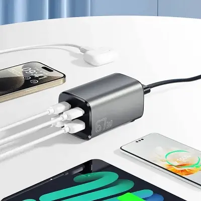 Зарядний пристрій Essager 2xUSB-C + 2xUSB 67 Вт GaN (ECT2AC-JYB0G-Z) - фото 2