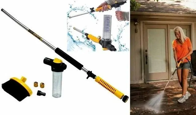 Мийка-насадка на шланг Water Zoom Жовтий водяний пістолет-розпилювач високого тиску для миття машини та поливу саду - фото 3