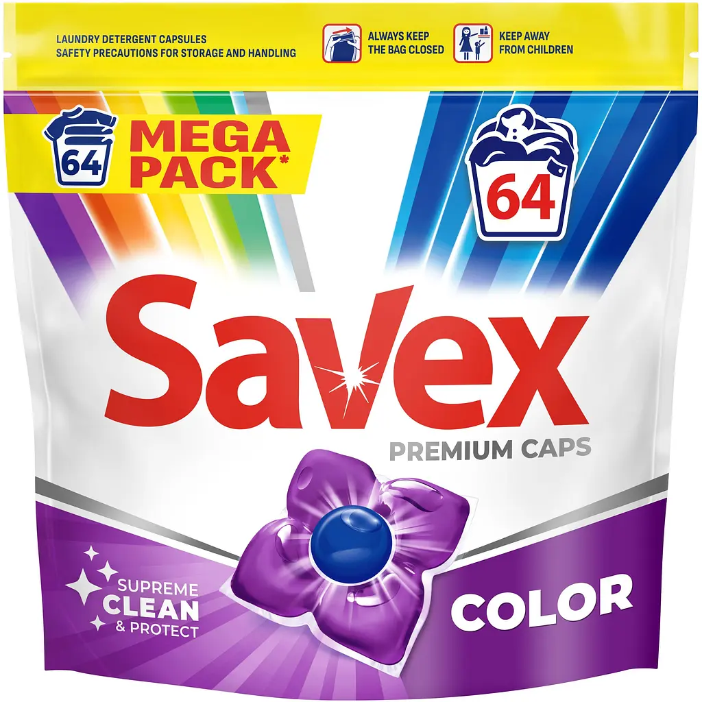 Капсули для прання Savex Premium Caps Color 64 шт.