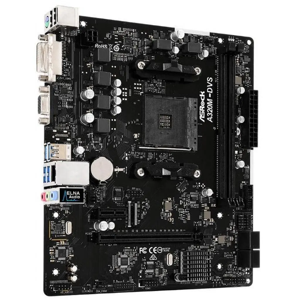 Материнская плата AsRock A320M-DVS R3.0 (A320M-DVS) (Socket AM4, AMD A320, Micro-ATX) Б/у - фото 2