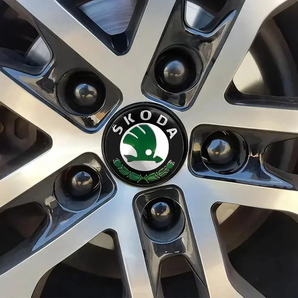 Ковпак колеса Skoda зелений логотип 65 мм пластик 1 шт OEM 3B7601171 (ковпачок, заглушка диска) - фото 2