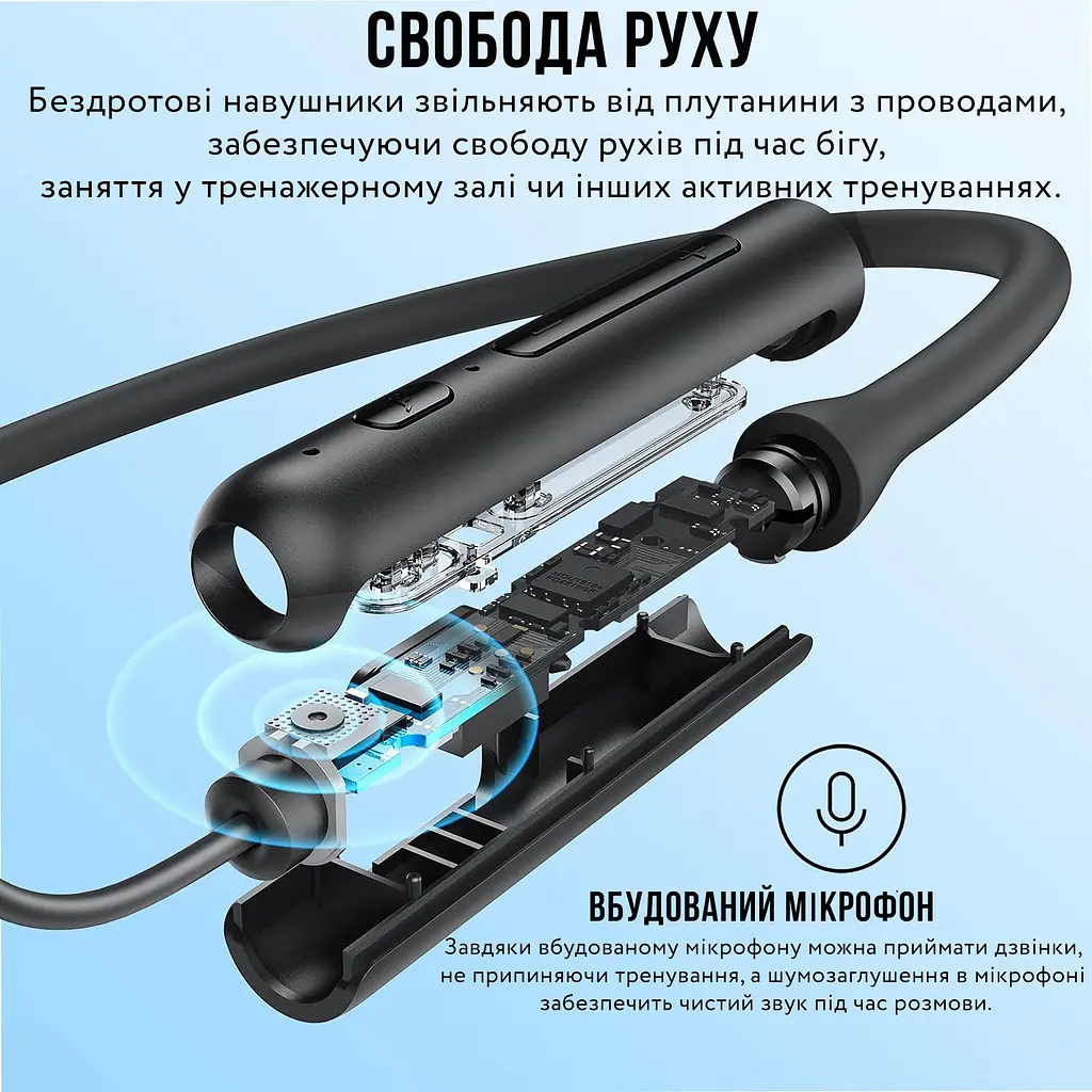 Бездротові вакуумні навушники для спорту SPORT Чорні - фото 9