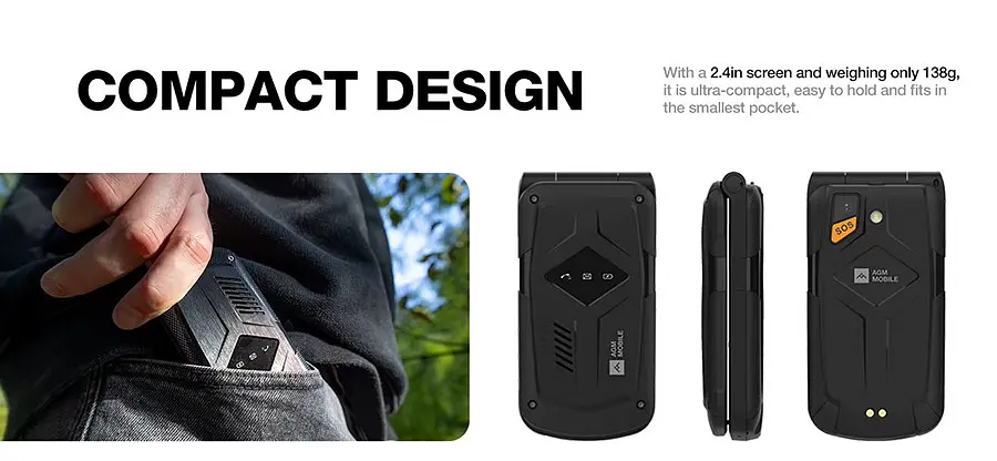 Смартфон раскладной AGM M10 Flip 4G черный - фото 4