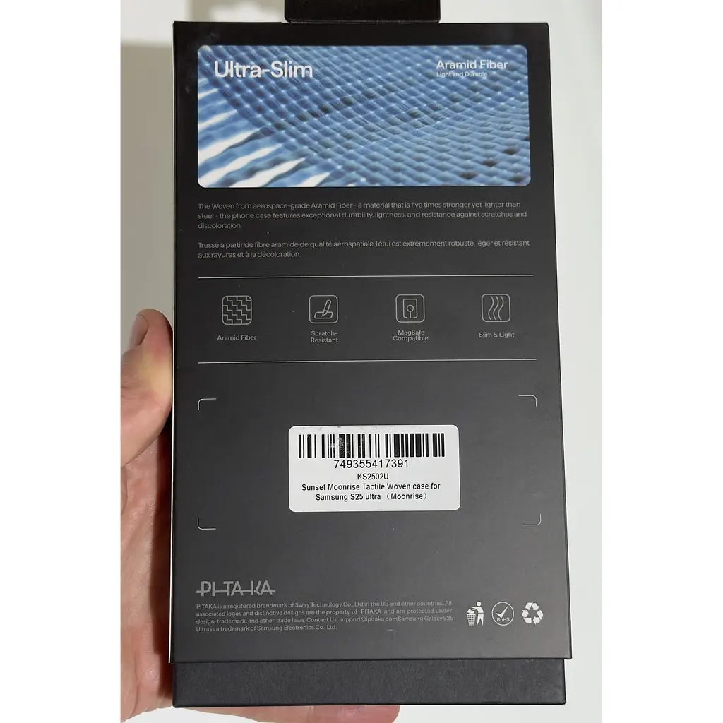 Оригінальний протиударний чохол Samsung Galaxy S25 Ultra Pitaka Tactile Woven Edge Case MagSafe (S938) Moonrise KS2502U - фото 4