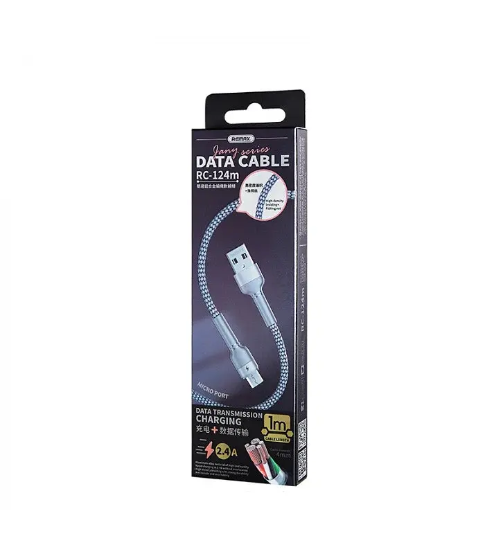 Кабель Remax Jany Series USB - micro USB, 1m Сріблястий (RC-124m)