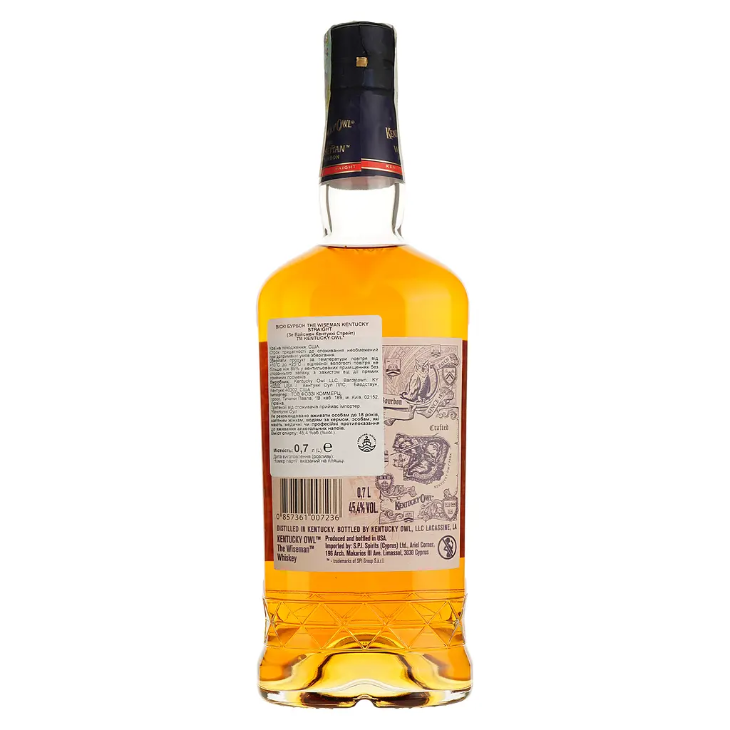 Виски The Wiseman Kentucky Owl Bourbon Kentucky Straight 45.4% 0.7 л - фото 2