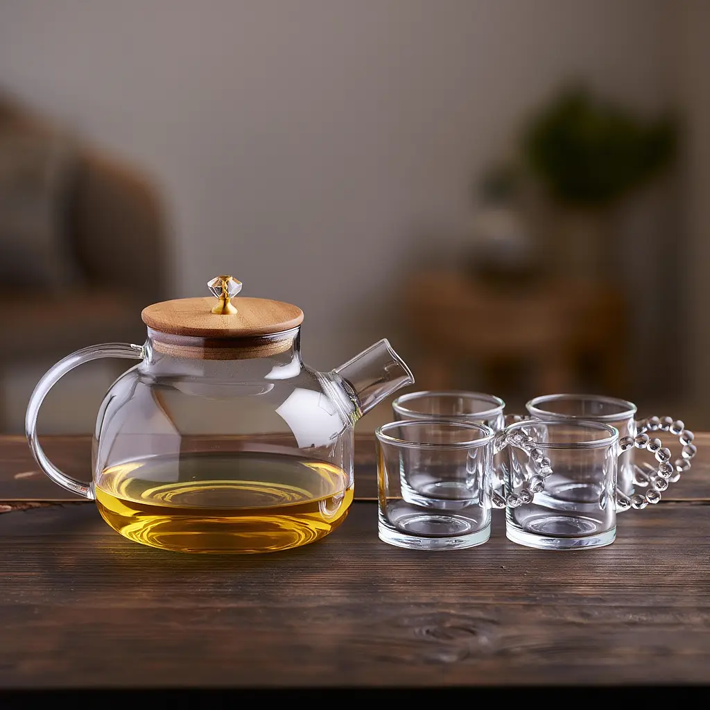 Чайный набор из толстого стекла 5 предметов на 4 персоны Yiwu 64486-24 - фото 5