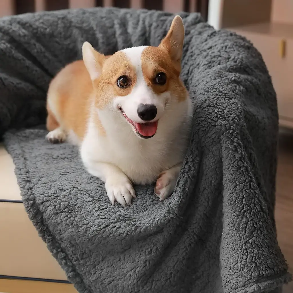 Ковдра для тварин Derby Calming Blankets Fluffy Premium Fleece сірий 60х80 см - фото 3