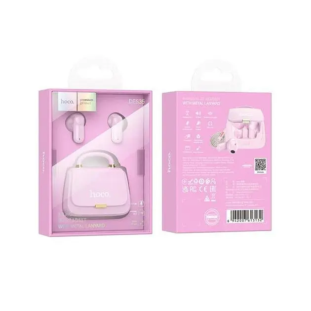 Беспроводные наушники Hoco DES35 Dawn handbag BT headset, BT5.3, 35mAh, 300mAh, 5.5h, Pink - фото 3