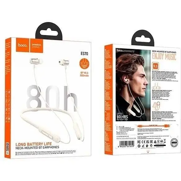 Спортивные Bluetooth Наушники Hoco ES70 Armour neck-mounted BT earphones бежевые - фото 3