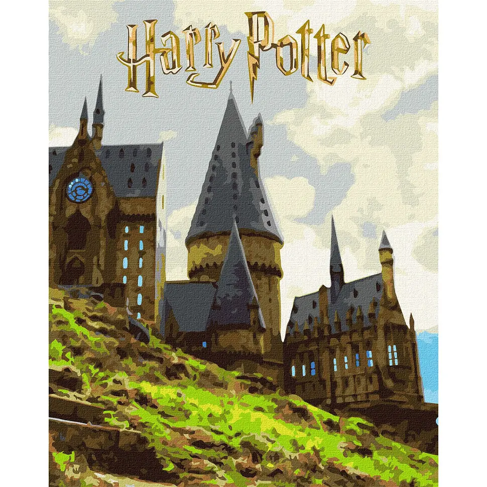 Картина за номерами "Harry Potter: Пейзаж Гоґвортсу" Ideyka KHO5232 з фарбами металік 40x50 см