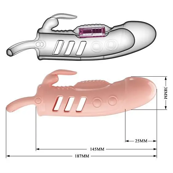 Подовжуюча насадка на член із вібрацією Pretty Love Sloane Vibrating Penis Sleeve, +2.5 см - фото 5