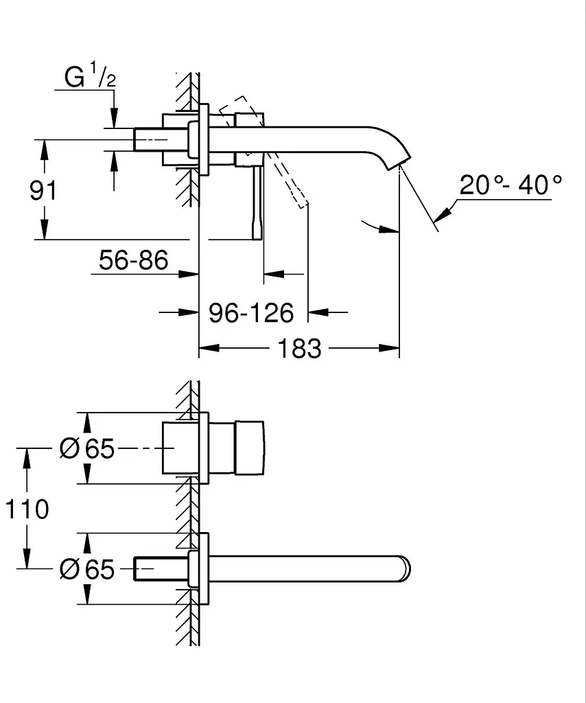Змішувач для умивальника на 2 отвори M-розміру Grohe Essence 29192A01 Графіт - фото 2