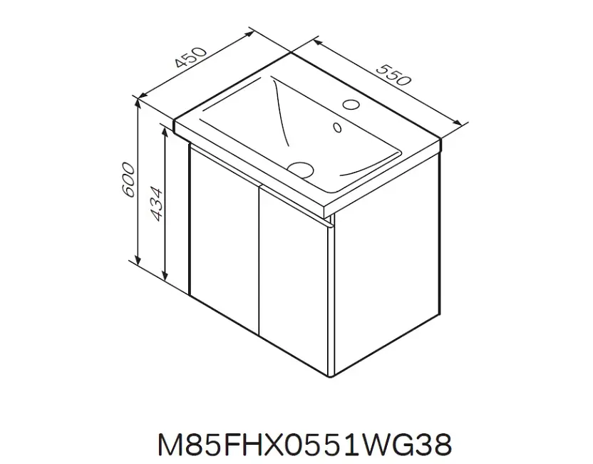 Тумба з раковиною AM.PM X-Joy підвісна 55, білий глянець M85-FHX0551-WC0551WG38, Білий - фото 2