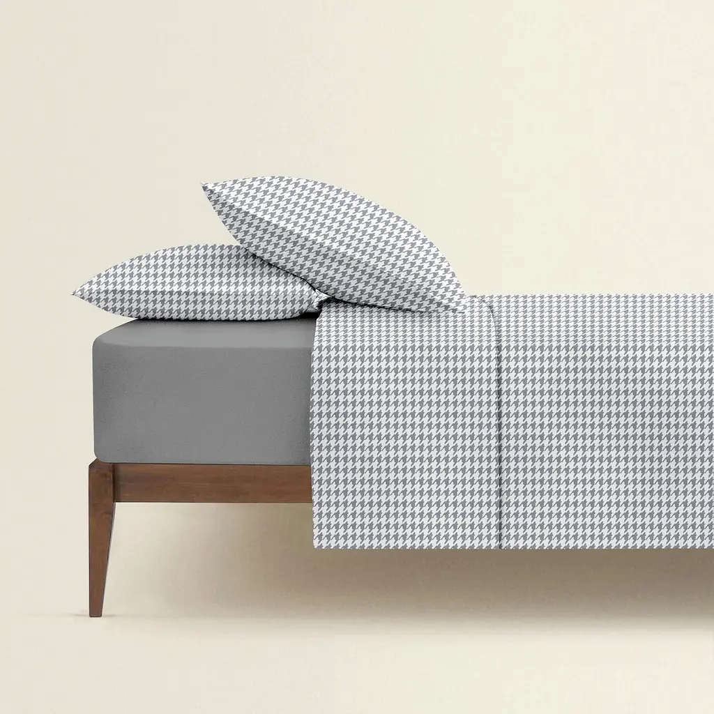 Комплект постільної білизни Cosas євро без простирадла HOUNDSTOOTH 200 x 220 см (TweedGreyWhite_200_2) - фото 2