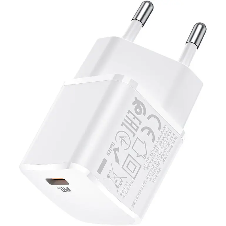 Мережевий зарядний пристрій Hoco N10 1-Type-C White [112166] - фото 4