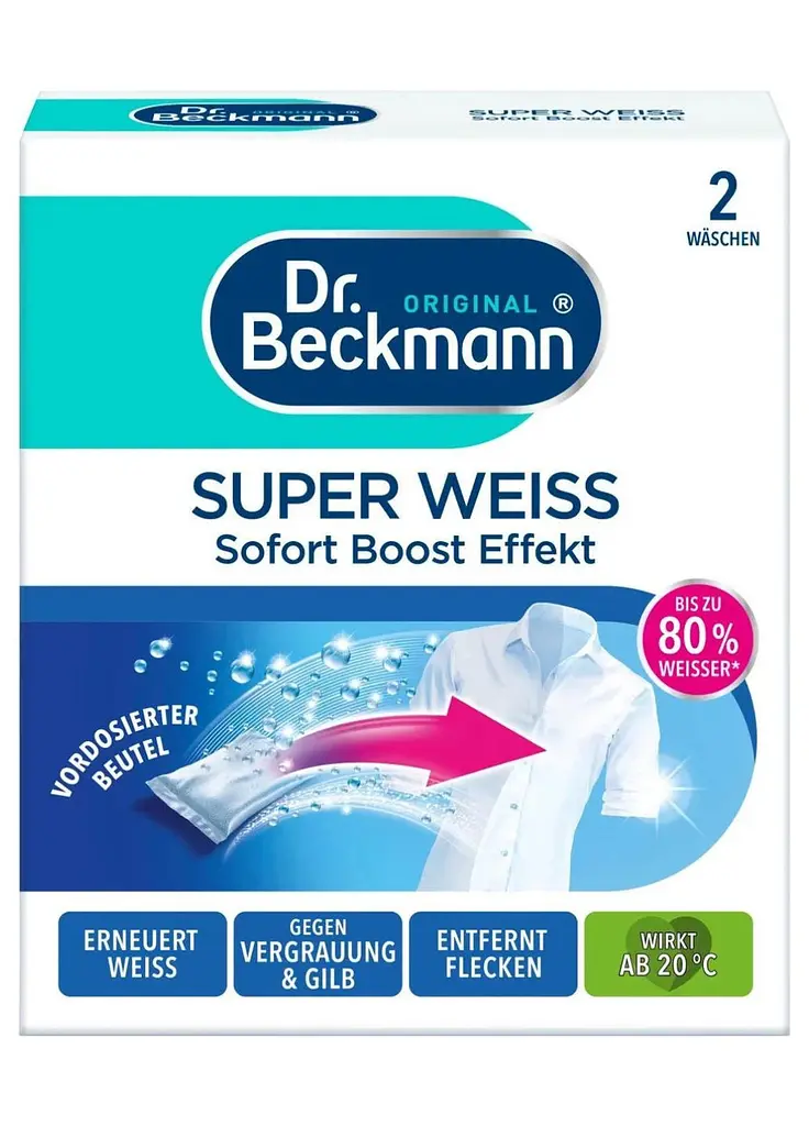 Відбілювач для білизни Dr. Beckmann Super Weiss 2 х 40 г