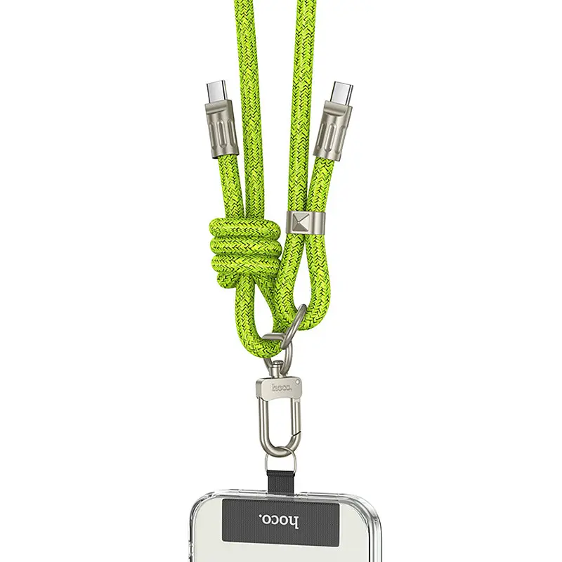 Дата кабель-шнурок Hoco GH7 Elegant Type-C to Type-C (1.8m) Fluorescent Green - фото 3