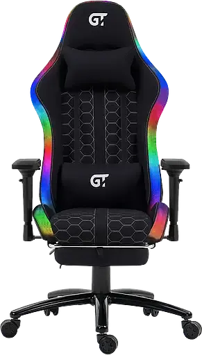 Геймерське крісло GT Racer чорне з підсвіткою (X-2462 Fabric Black) - фото 2