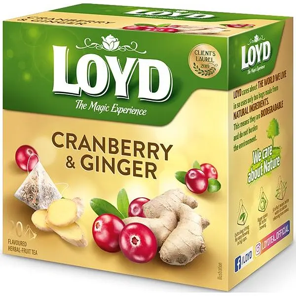 Чай фруктовый Loyd Oyd Cranberry&Ginger клюква имбирь 40 г (20 шт. х 2 г) (3103566) - фото 4