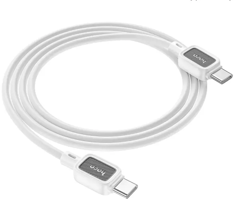 Кабель Hoco X108 Benefit 60W silicone charging data cable Type-C to Type-C White - фото 3