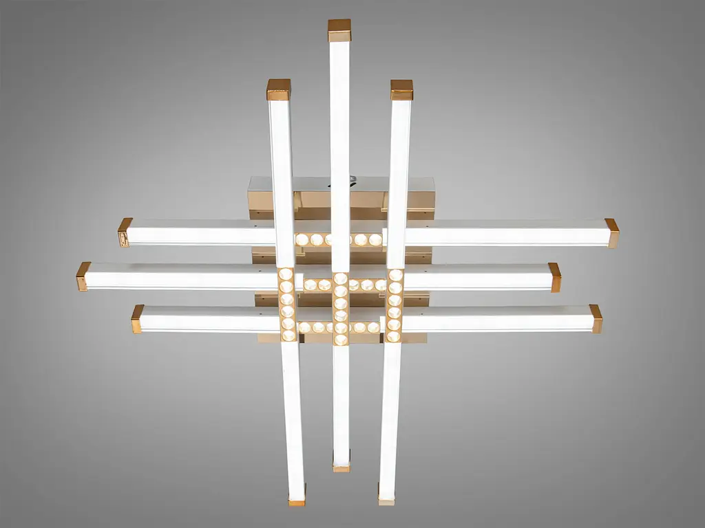 Сучасна стельова LED-люстра Diasha 2532WH+G dimmer Лінії білий+золото, 80Вт, 68 см, 10-20m² - фото 3
