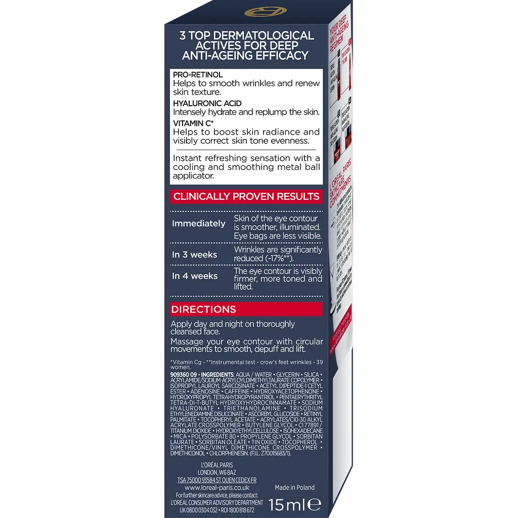 Крем для шкіри навколо очей L’Oréal Paris Revitalift Лазер х3 Регенеруючий глибокий догляд, 15 мл (A9200902) - фото 2