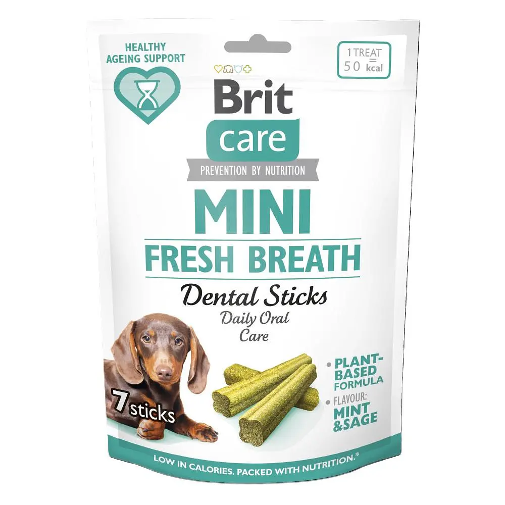 Ласощі Brit Care Mini Treats Fresh Breath для собак малих порід, для свіжого дихання та здоров'я зубів, 7 шт / 120 г