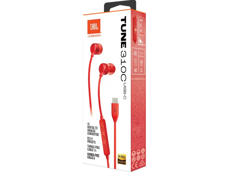 Навушники з мікрофоном JBL Tune 310C Red (T310CRED) - фото 7