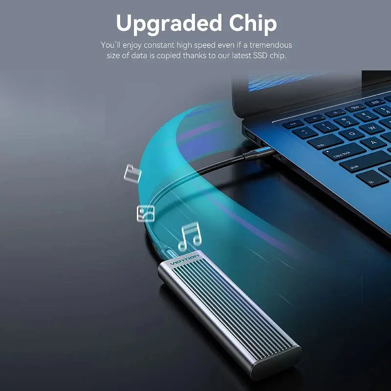 Зовнішня кишеня для SSD M.2 (NVME) M-key USB Type-C 3.2 10Gbps Heat Sink Aluminum сіра Vention - фото 9