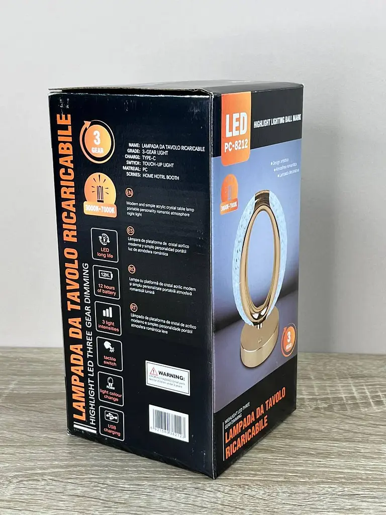 Настільна LED-лампа PC-8212 акумуляторна декоративна з кришталевим розсіювачем і сенсорним керуванням 3 режими світіння - фото 8