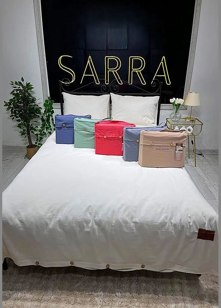 Комплект постільної білизни SARRA Двоспальний з простирадлом на резинці 160х200+30 см Haki ранфорс TC303375982 - фото 3