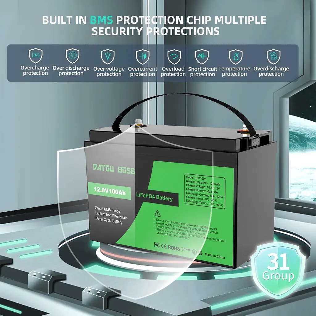 Акумулятор DATOU BOSS LiFePO4 12V (12.8V/100Ah/1280Wh) (SP-DT-12V100A-A01-EU) [154676] - фото 2