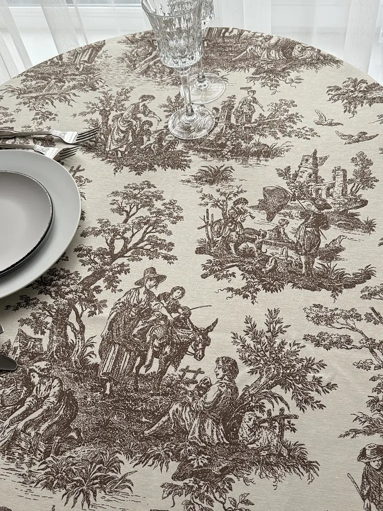 Скатертина столова Ecotton DUCK 170х200 см водовідштовхувальна Italiano бежевий (30497 Beige) (25027) - фото 3