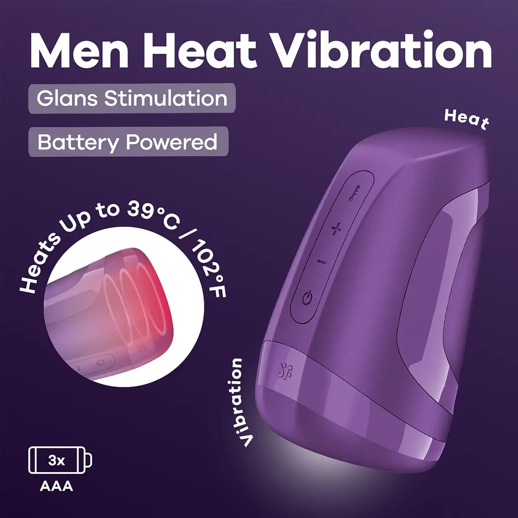 Мастурбатор Satisfyer Men Heat Vibration Battery Series імітатор мінету, підігрів та вібрація - фото 7