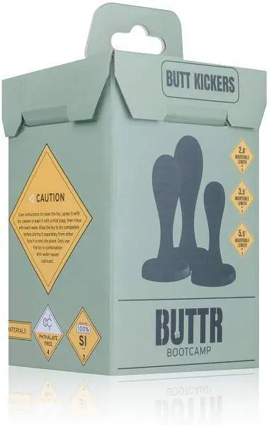 Набір анальних пробок, анальні іграшки BUTTR Butt Kickers Training Set — 3 розміри, присоски, чорного кольору - фото 3