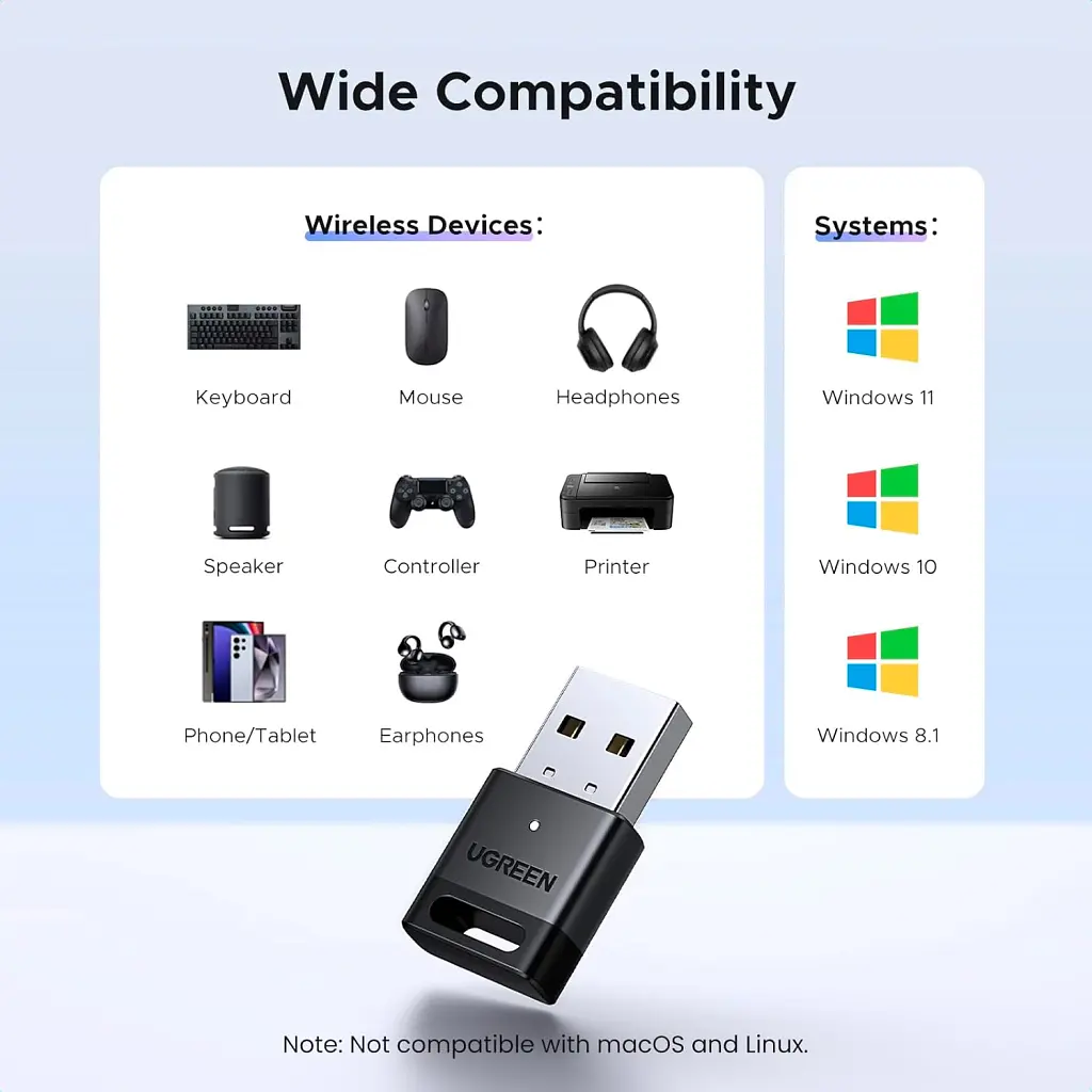 Bluetooth-адаптер Ugreen USB Bluetooth 5.4 CM748 Black (45134) - фото 4