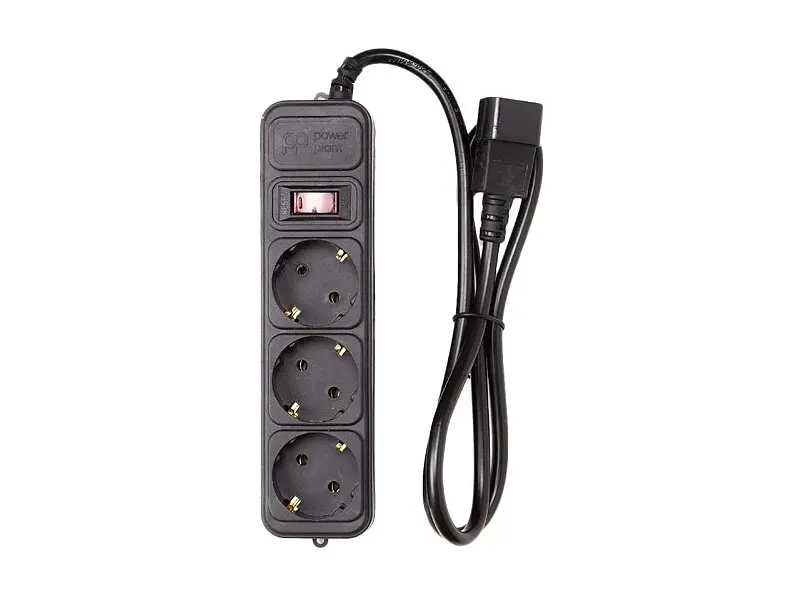 Фільтр-подовжувач для ДБЖ PowerPlant 1м 3 розетки Black (PPUA10M10S3) - фото 3