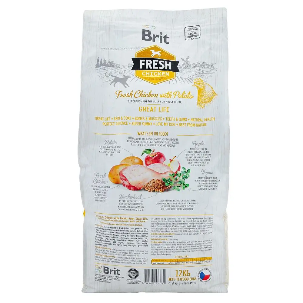 Сухой корм Brit Fresh Chicken/Potato Adult 12 кг для взрослых собак всех пород - фото 3