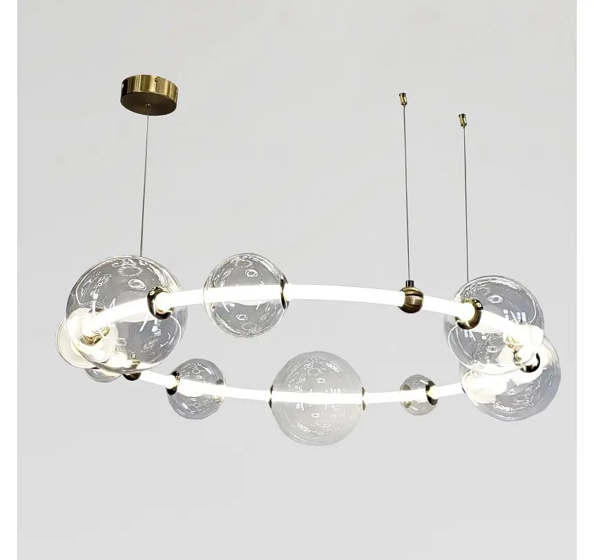 Велика підвісна світлодіодна люстра Artlight 81991/D940 біла з латунню та скляними плафонами 50W - фото 3