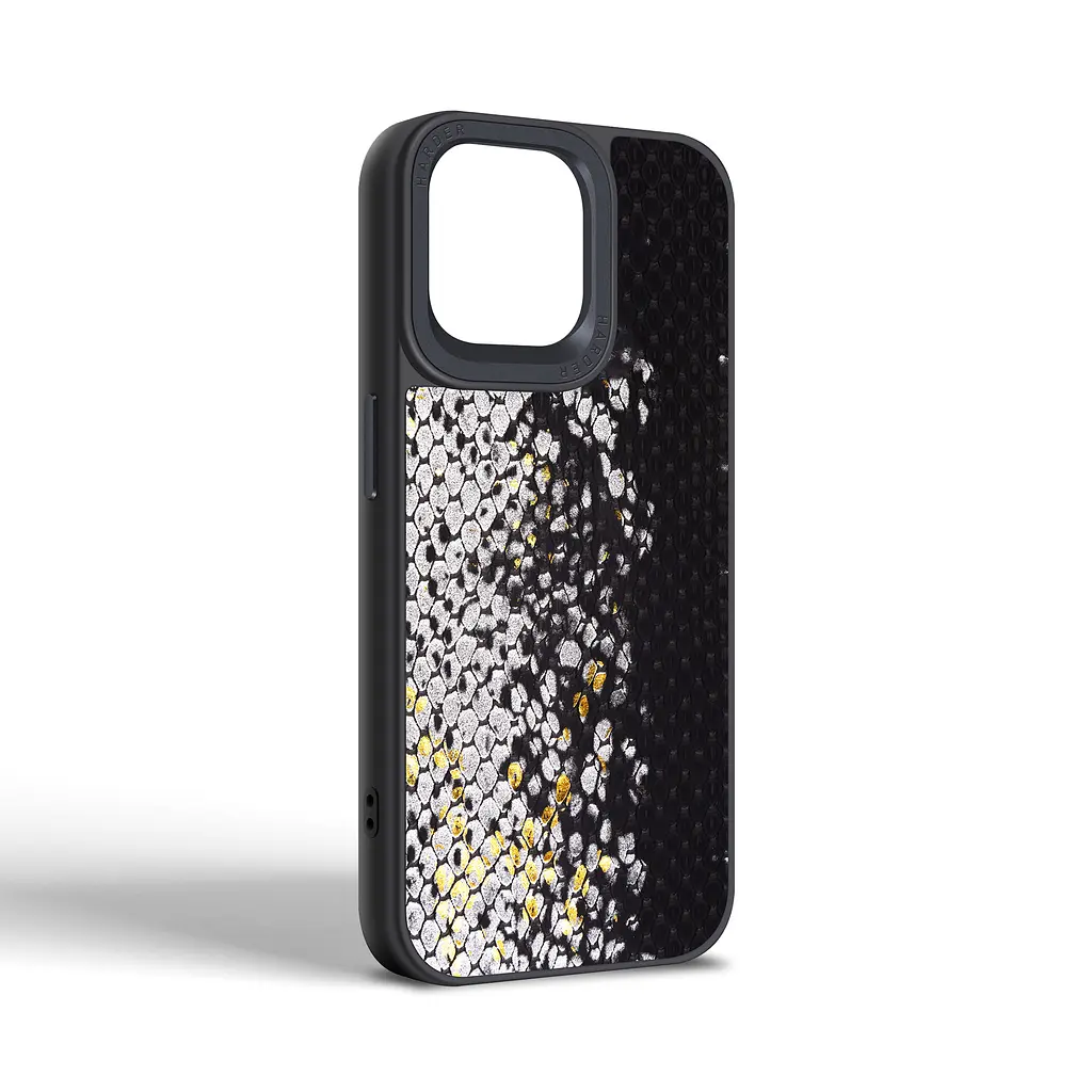 Кожаный чехол для Apple iPhone 15 Pro Max, Harder Snake Pattern, черный, термополіуретан ТПУ + экокожа с текстурой змеиной кожи, панель, защита корпуса, противоударный, микрофибра, рамка вокру камеры, защита всего корпуса, (ARM76799) - фото 2