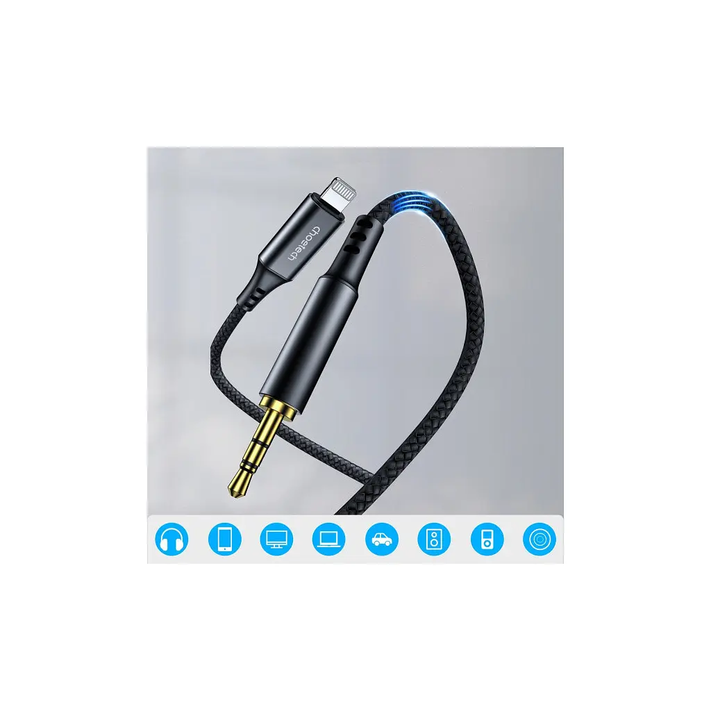 Кабель мультимедійний Choetech Lightning - 3.5 mm M чорний 2 м (AUX009) - фото 2