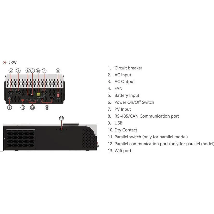 Система зберігання енергії Must PH19-6048 EXP 48V 6kW + 2 АКБ LP16-48200 20.4kWh (51.2V/200Ah/10240Wh) [174078] - фото 7